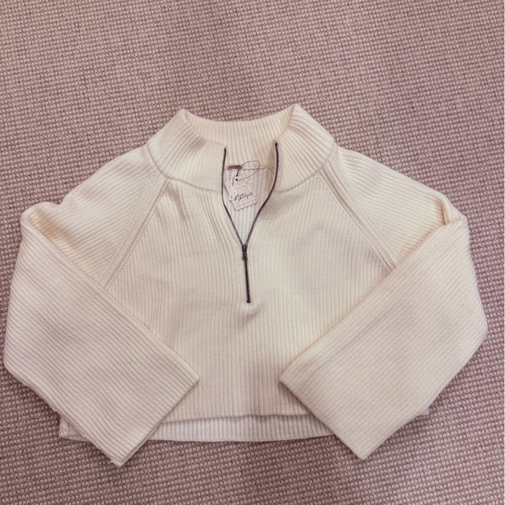 Free People Cream Cowl Neck Sweater